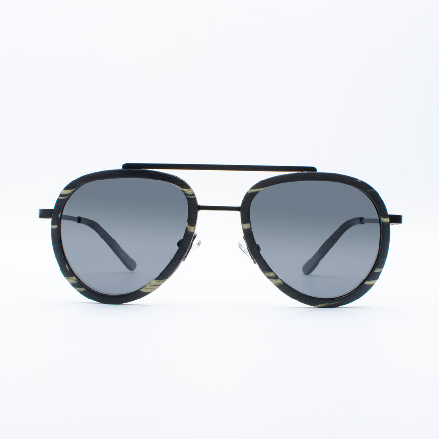 Wooden Sunglasses Yak Ebony White Suki