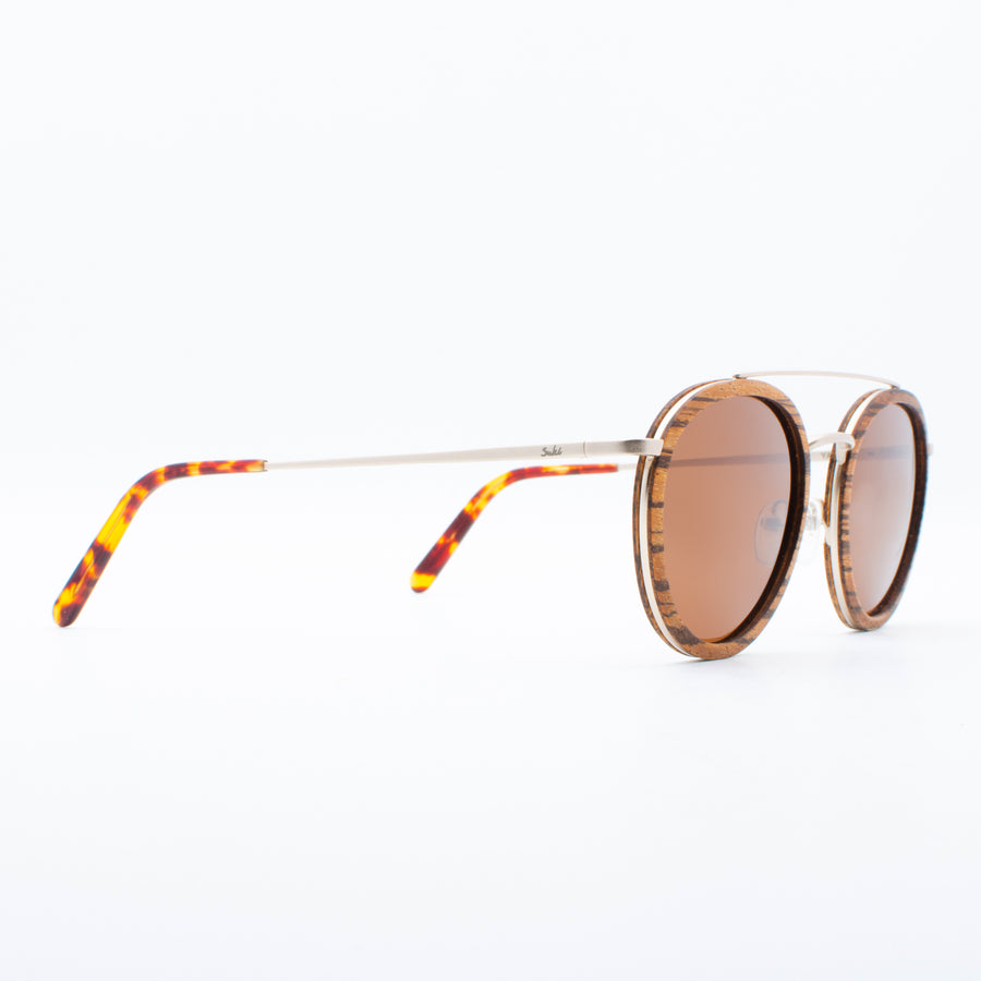 Wooden Sunglasses Yak Zebrawood Brown Suki