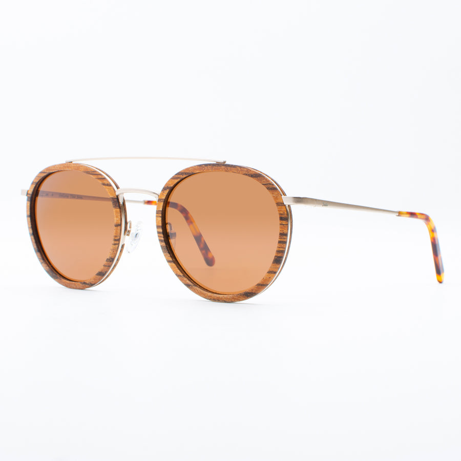 Wooden Sunglasses Yak Zebrawood Brown Suki