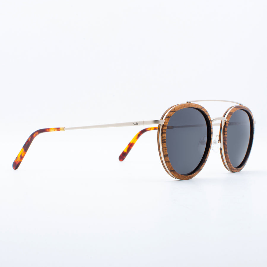 Wooden Sunglasses Yak Zebrawood Brown Suki